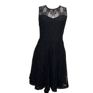 Express Black Sleeveless Lined Lace Dress. Medium.